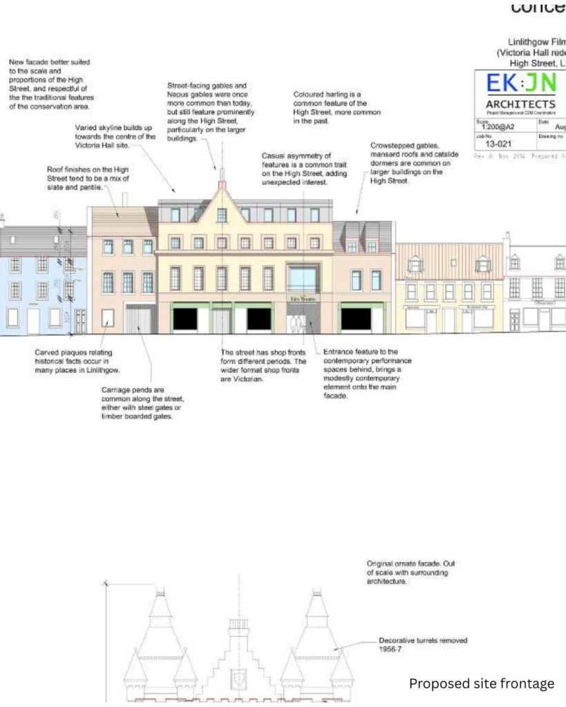 proposed site frontage of Linlithgow Victoria Hall