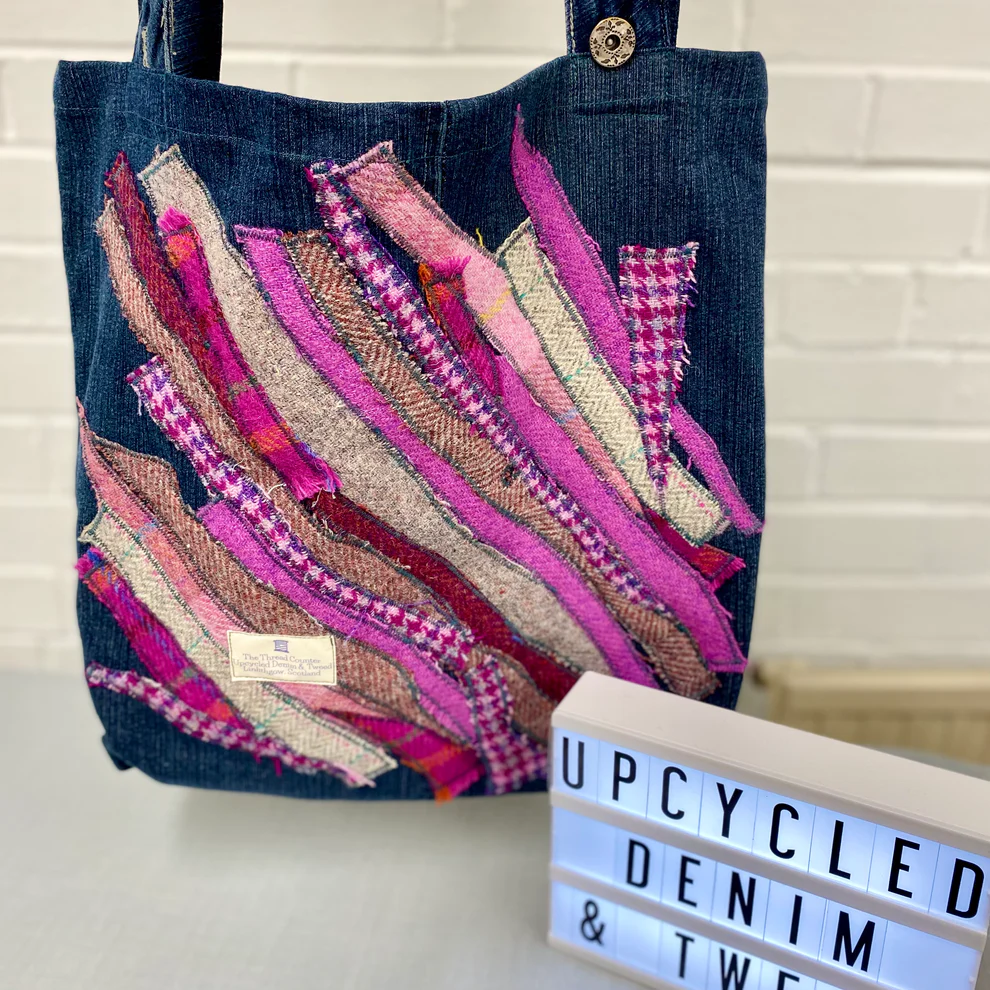 Upcycled Denim Tweed Tote Bag from 