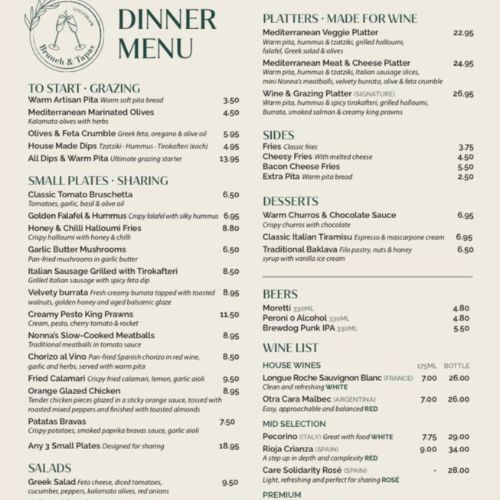 new menu at Brunch Linlithgow